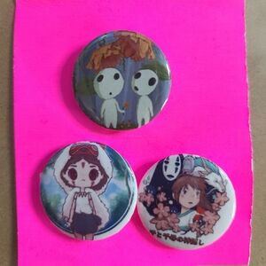 ✨️4/$10✨️ 3pc 1-inch Pinback button set Studio Ghibli Anime